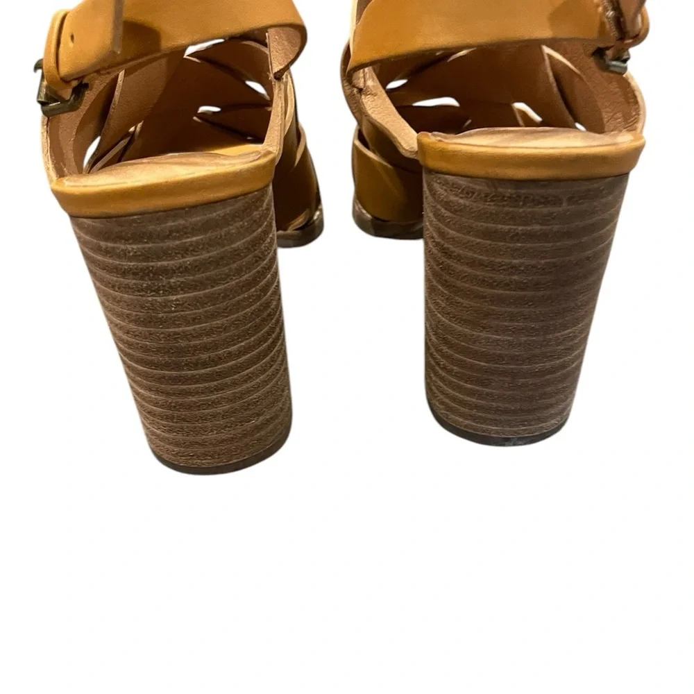 Women’s Cindy Tan Leather Strappy Block Heel Sandals